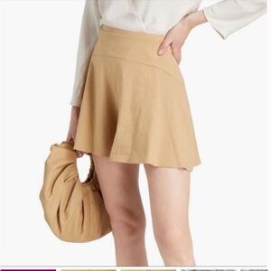 Vince Women’s Flounce Linen Blend Resort Wear Shorts Pecan Brown Beige Scort 6